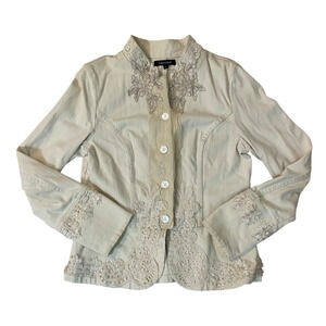 Karen Kane Embroidered Military Jacket Blazer Womens Large Country Western Lace